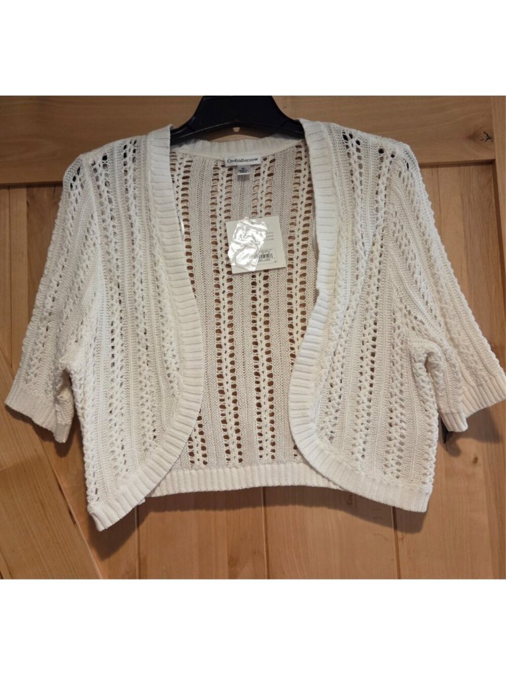New! Croft & Barrow Cardigan Sweater Women XL White Open Front Short Sleeve